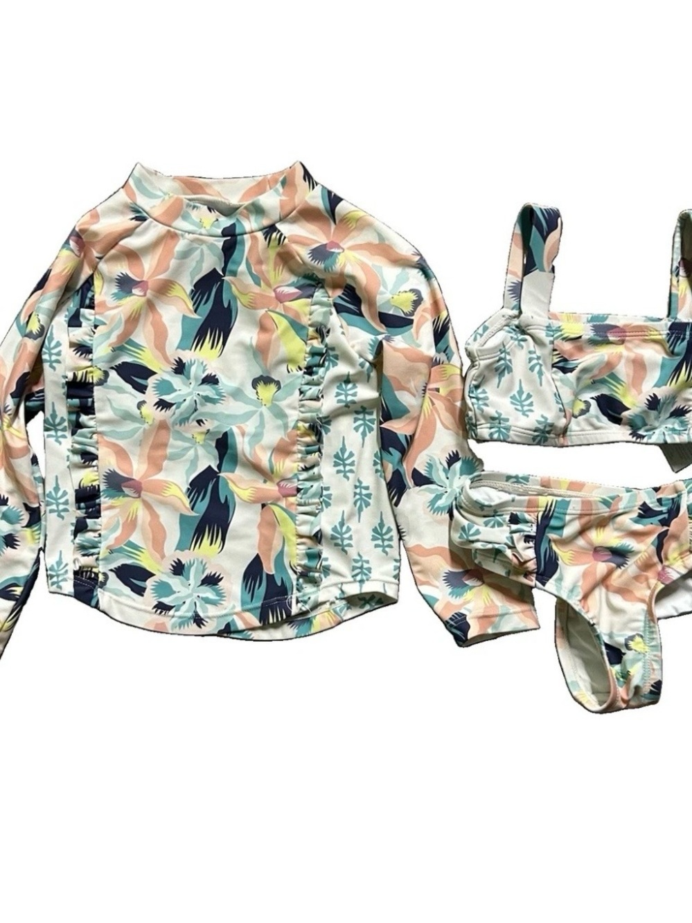 Toddler Girl Jessica Simpson 3 Piece Swim Suit Rash Guard Size 2T